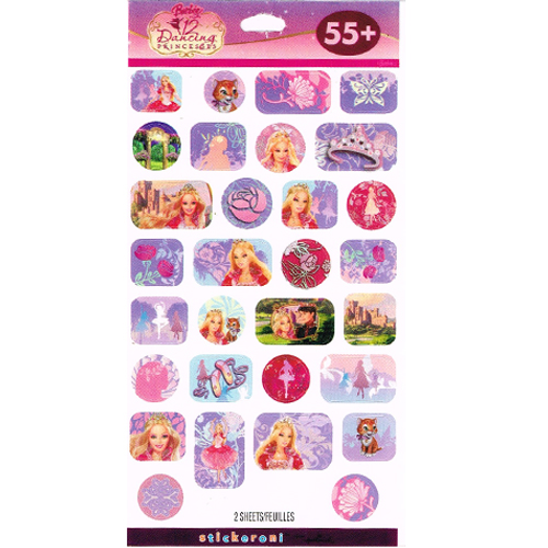 barbie 12 dancing princesses stickers 2 sheets